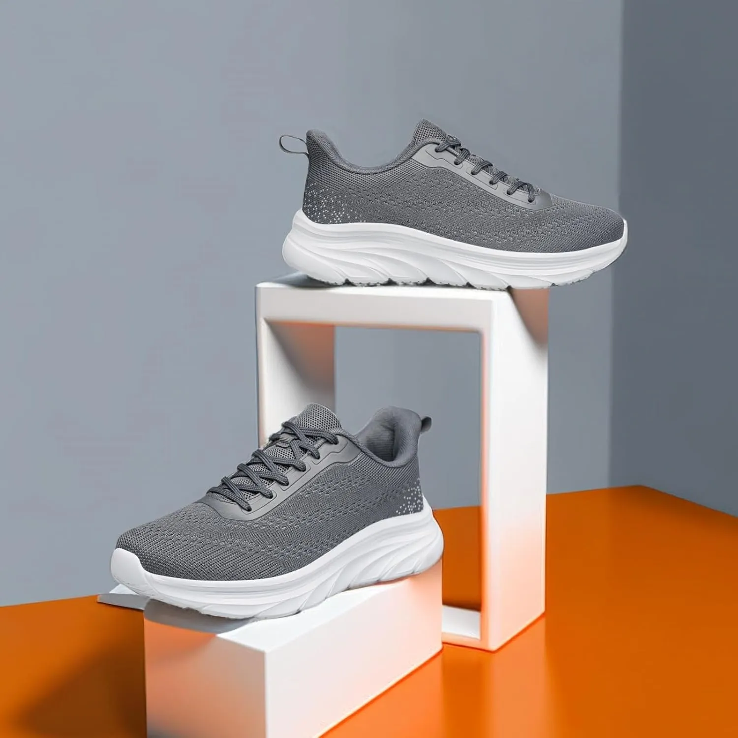 AFB Men's Walking Shoes Slip On Running Shoes Non Slip Lightweight Lace-Ups Mesh Gym Tennis Sneakers