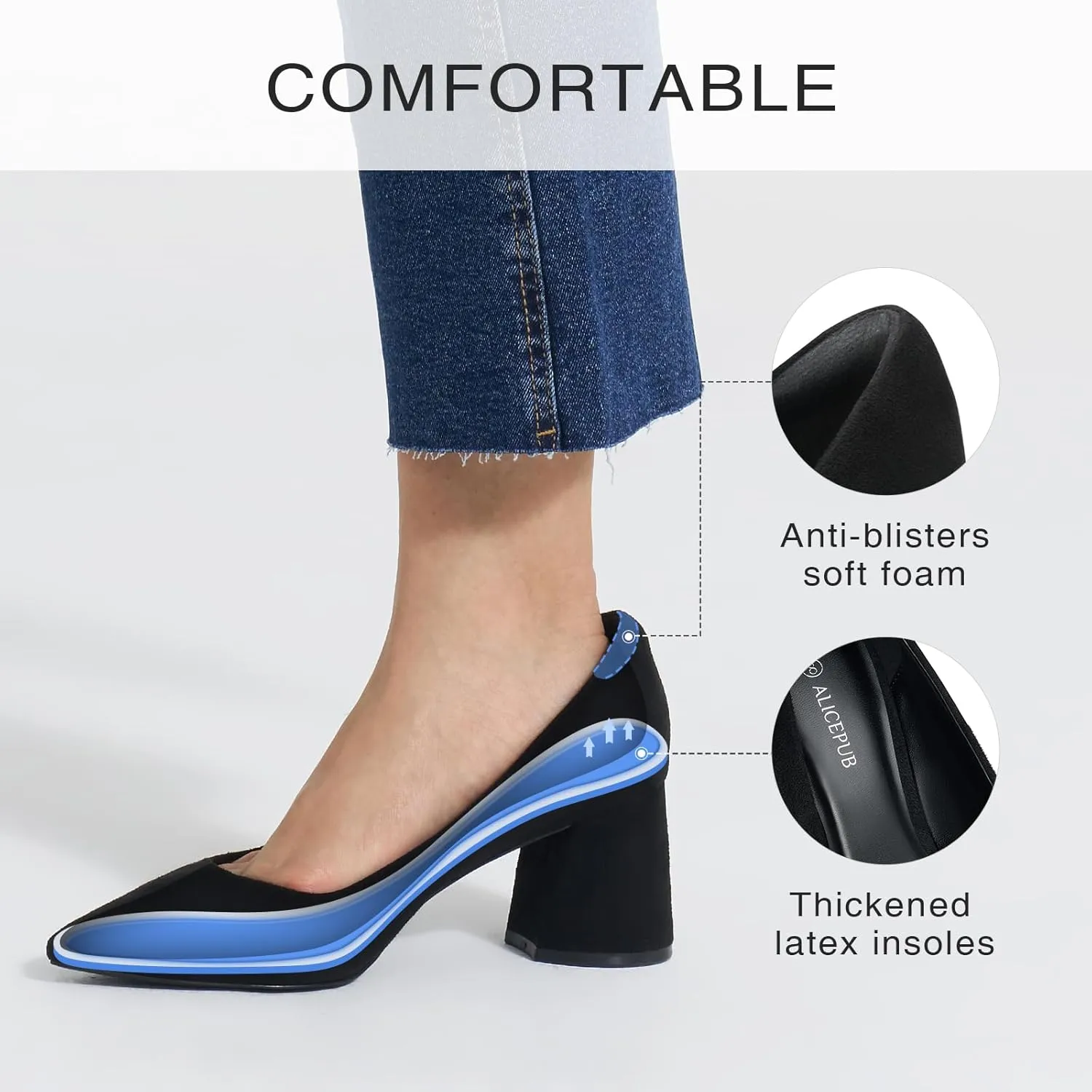 ALICEPUB Women's Closed Toe Heels Pumps Slingback Heels 2inch Chunky Block Heels Low Dress Shoes Comfortable Business Office Work Heels Wedding Shoes