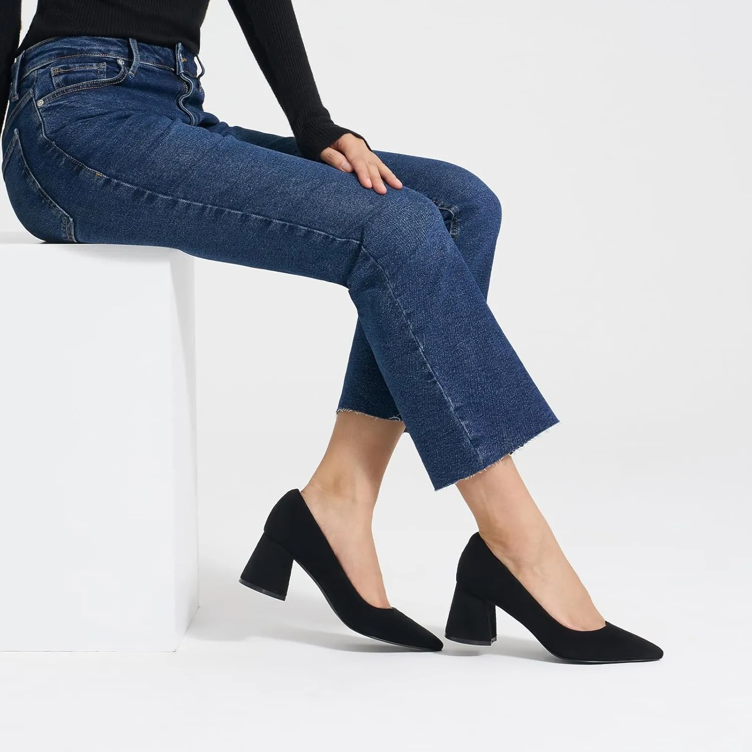 ALICEPUB Women's Closed Toe Heels Pumps Slingback Heels 2inch Chunky Block Heels Low Dress Shoes Comfortable Business Office Work Heels Wedding Shoes