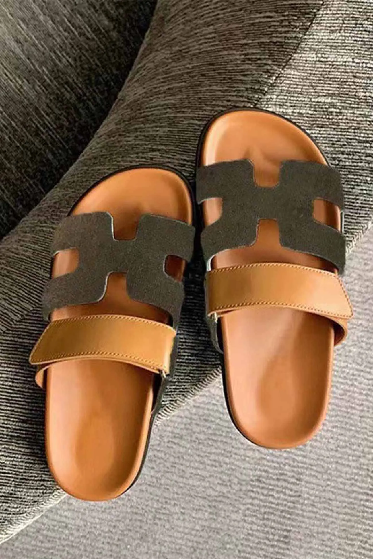 Amozae-Velcro Platform Slide-On Sandals