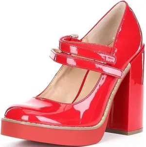 Ancomafio Womens Mary Janes Square Toe Platform Heels Chunky Heeled Pumps Twice Loafer Ankle Strap Mary Janes Shoes