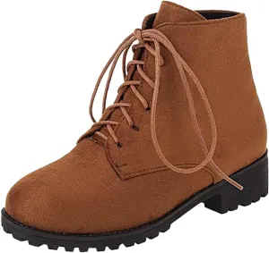 Ankle Boots for Women Brown Leather Booties Work Boots Slip On Barefoot Boot Indoor and Outdoor Soft Sole Fashion Closed Pointed Toe Low Block Heel Zip Up