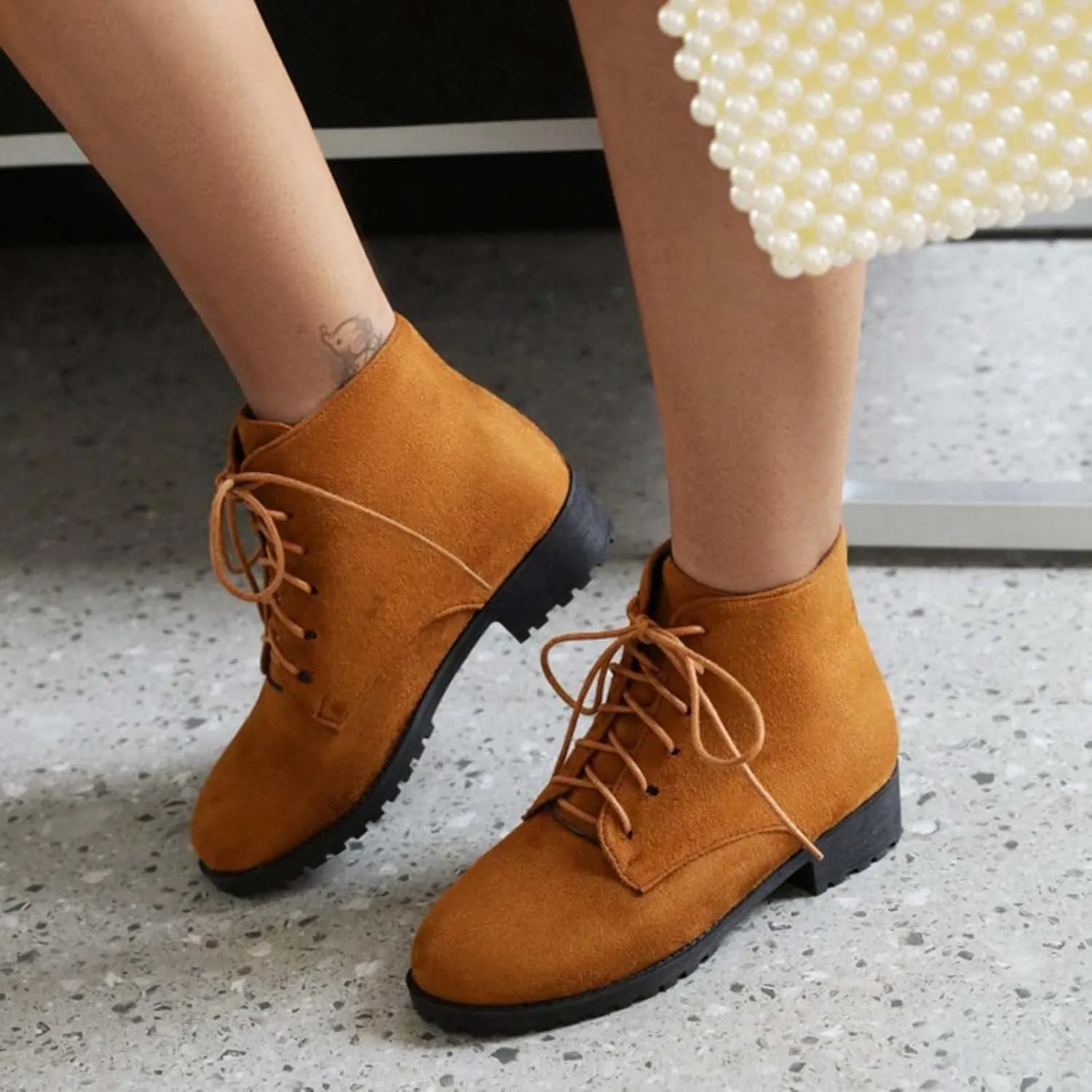 Ankle Boots for Women Brown Leather Booties Work Boots Slip On Barefoot Boot Indoor and Outdoor Soft Sole Fashion Closed Pointed Toe Low Block Heel Zip Up