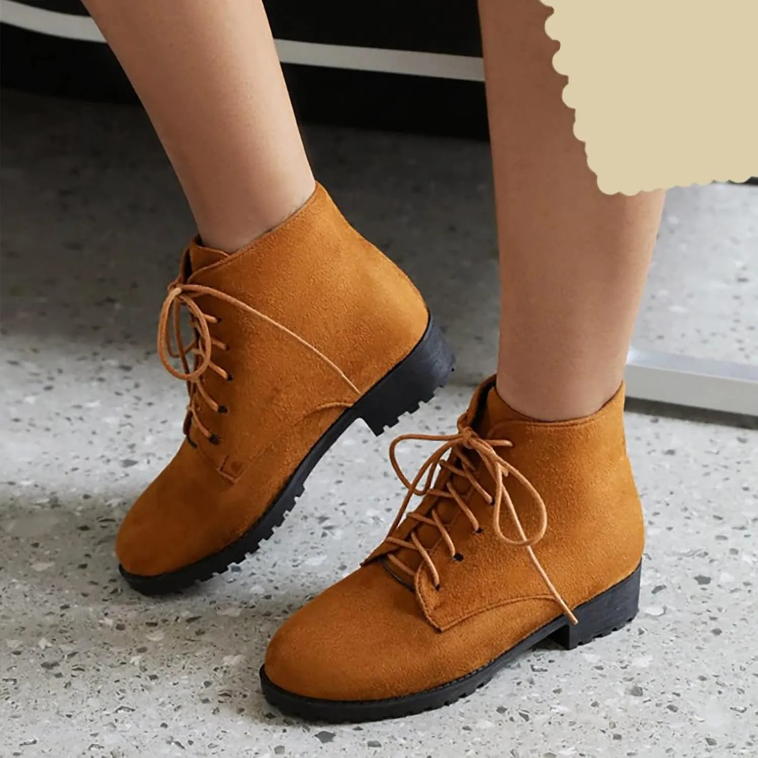 Ankle Boots for Women Brown Leather Booties Work Boots Slip On Barefoot Boot Indoor and Outdoor Soft Sole Fashion Closed Pointed Toe Low Block Heel Zip Up