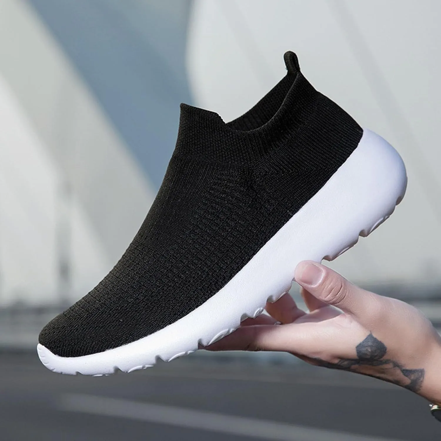 Arch Support Non Slip Minimalist Shoes for Men Outdoor Athletic Slip-On Hiking Shoe Casual Elderly Lace Up Shoes