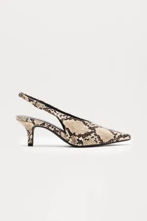 Azuka Slingback Mid Heels Pumps - Beige/Brown