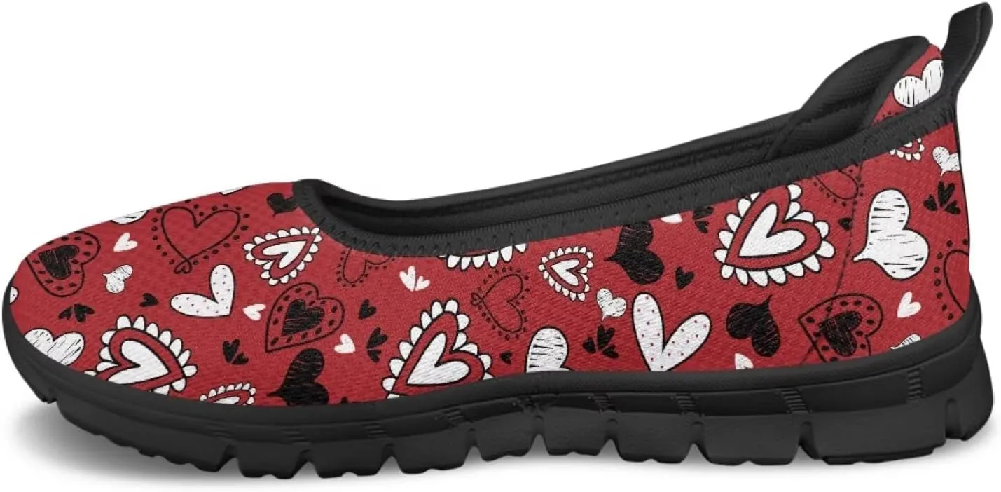 Binienty Casual Shoes for Women Mesh Kint Breathable Loafers Trendy Slip On Walking Sneakers Round Toe Flats for Travel