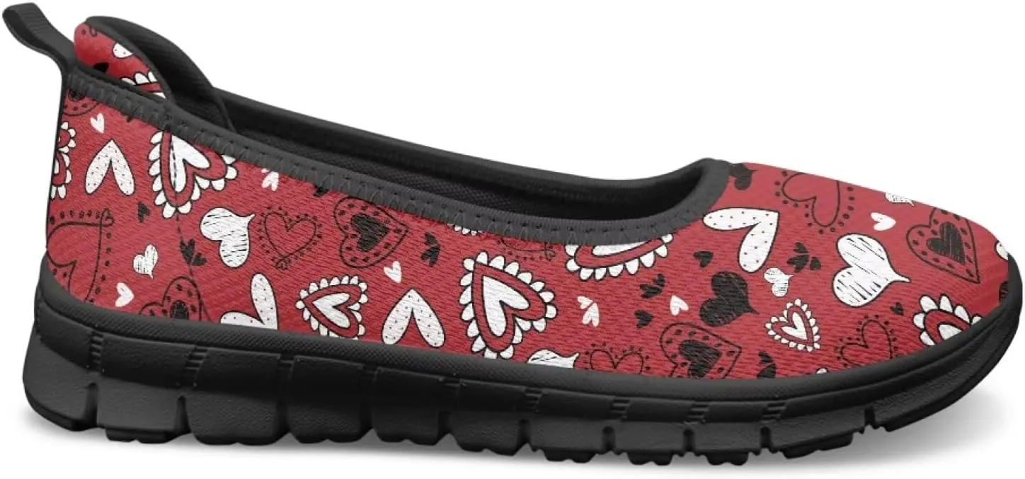 Binienty Casual Shoes for Women Mesh Kint Breathable Loafers Trendy Slip On Walking Sneakers Round Toe Flats for Travel