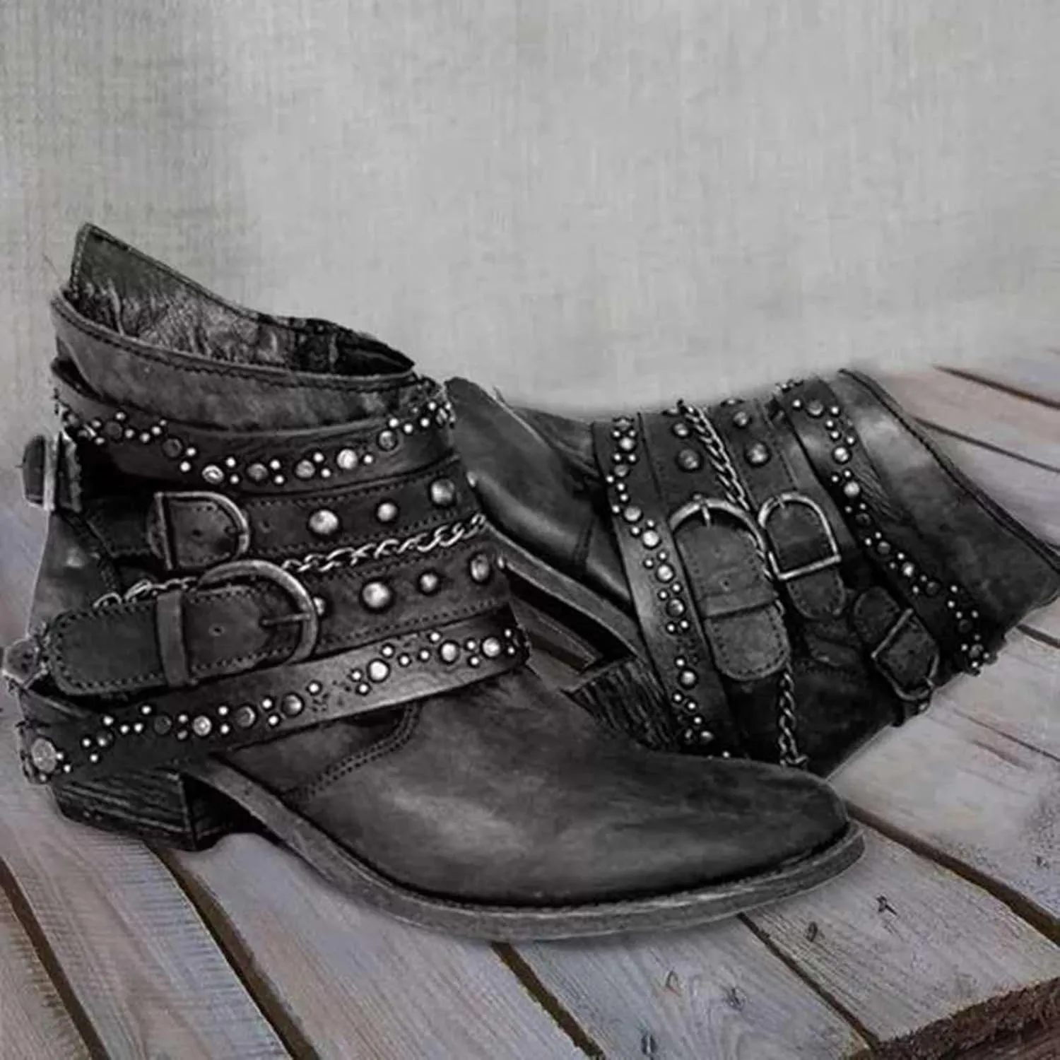 Black Booties for Women Ankle Womens Black Booties Low Heel Short Cowboy Boots Wedge Bootie for Women Comfortable Flat Bottom Fashion Chunky Low Heel Classic Pointed Toe