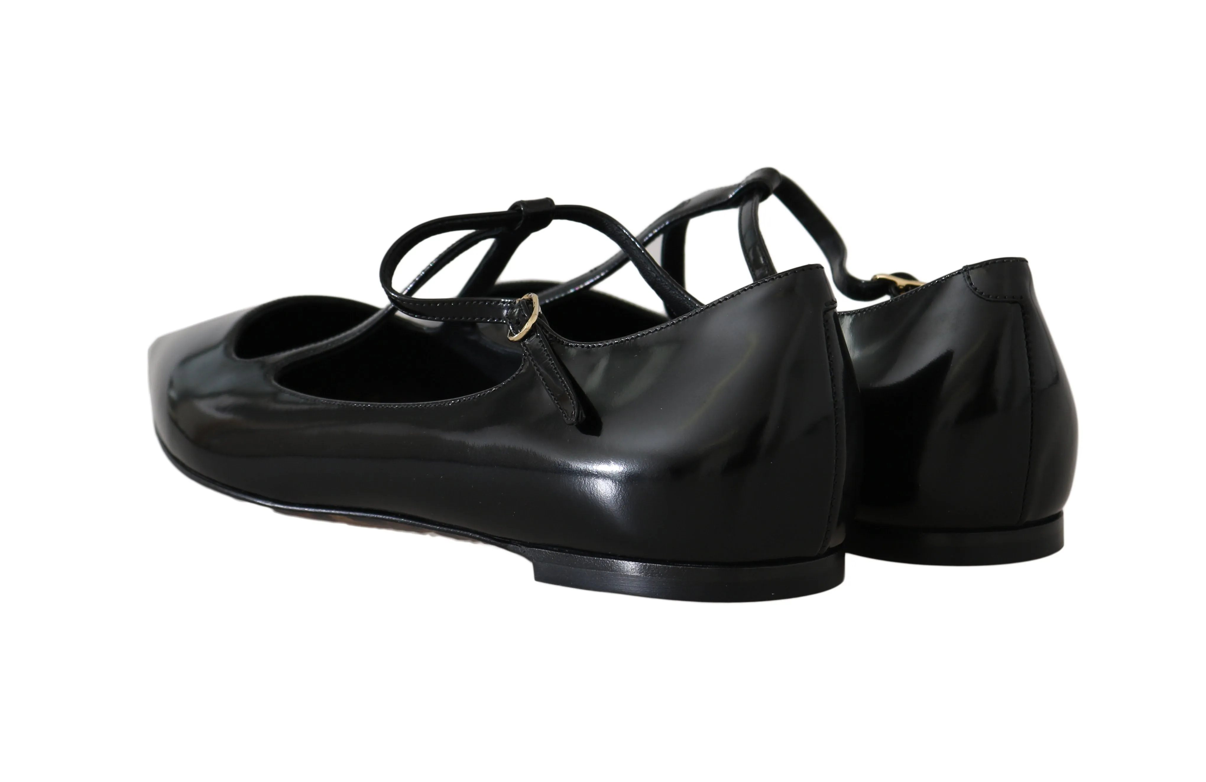 Black Leather Leopard Ballet Flats