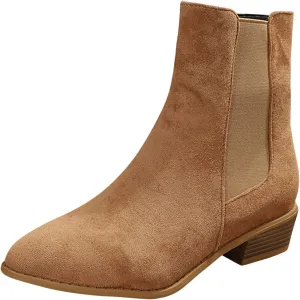 Boots for Women Ankle Heeled Booties for Women Womens Suede Ankle Boots Work Boot Shoe Laces Men Closed Head Cute Cozy Pointed Toe Stacked Mid Heel