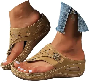 Breathable Mesh Hollow Sports Sandals Non-Slip 2024 New Womens Wedge Orthopedic Flip-Flops Summer Casual Sandals Open Toe