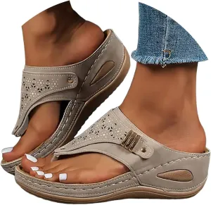 Breathable Mesh Hollow Sports Sandals Non-Slip 2024 New Womens Wedge Orthopedic Flip-Flops Summer Casual Sandals Open Toe
