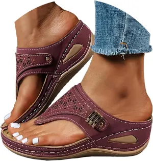 Breathable Mesh Hollow Sports Sandals Non-Slip 2024 New Womens Wedge Orthopedic Flip-Flops Summer Casual Sandals Open Toe