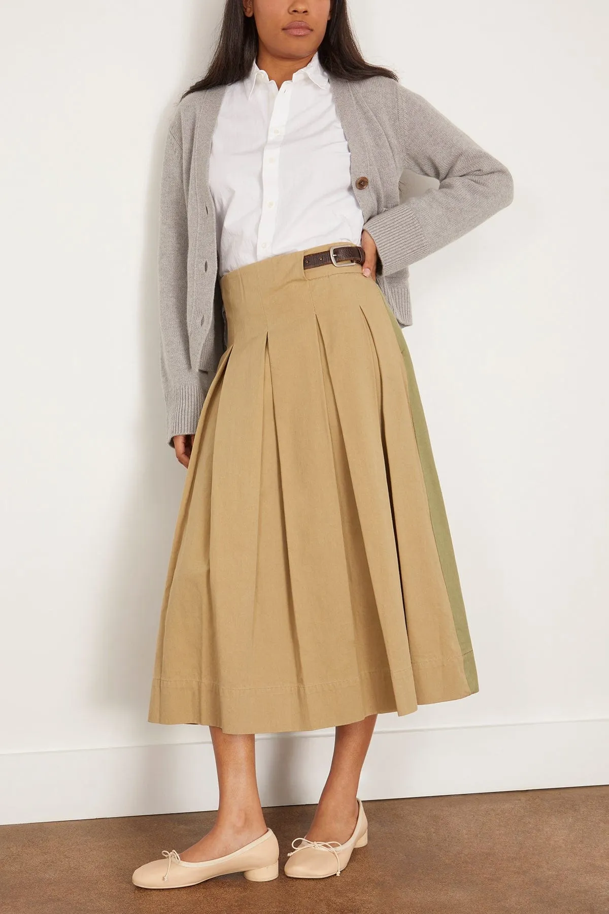 Carolina Chino Pleat Skirt in Chino