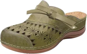 Clogs for Women Comfortable Arch Support Orthopedic Sandals Closed Toe Platform Wedge Sandals Hollow Out Slip On Slippers Non-Slip Retro Outdoors Casual Boho Summer Beach Sandal