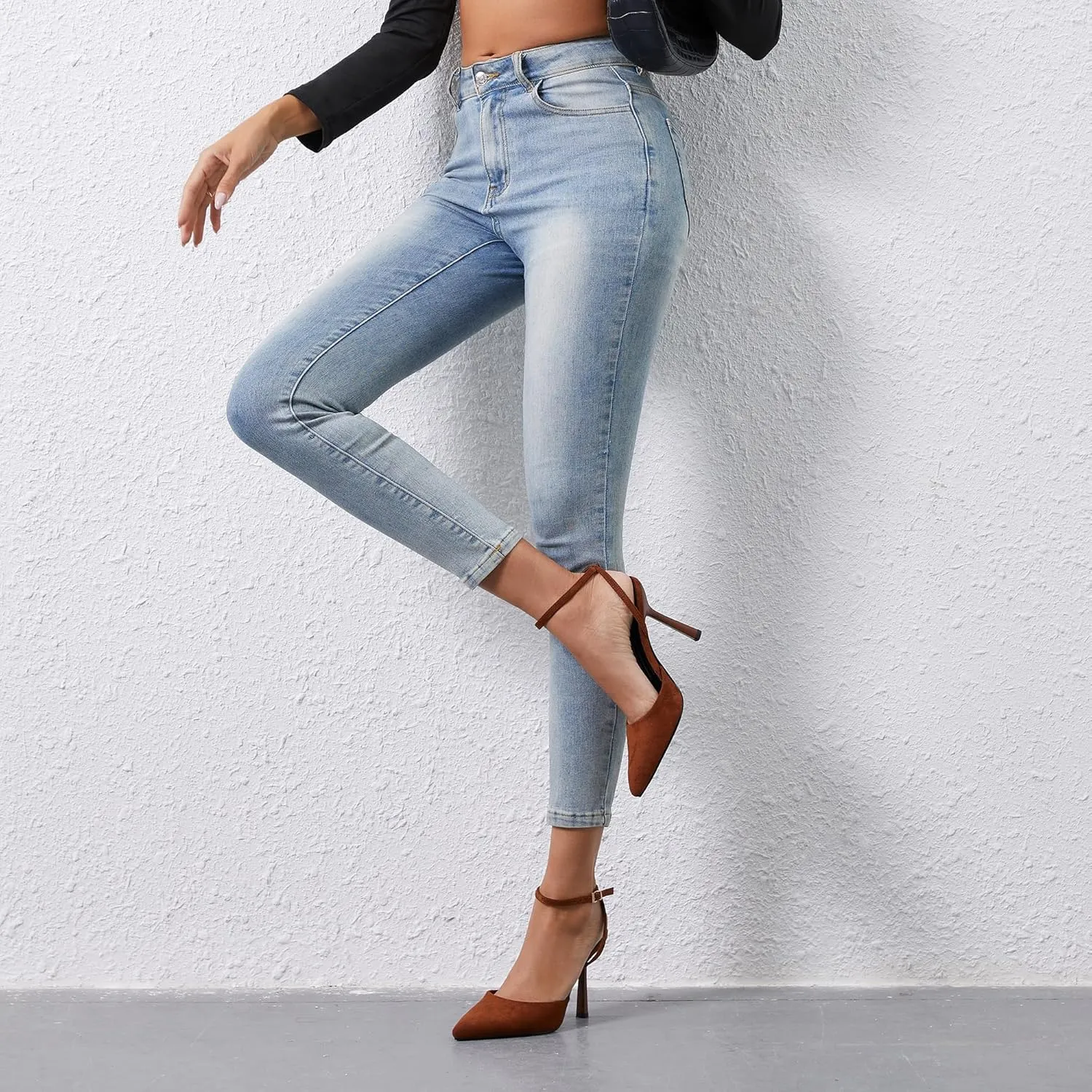 Closed Toe Ankle Strap Heels Women Pumps Pointed Toe Heeled Sandals for Women Stiletto Wedding Dress Shoes