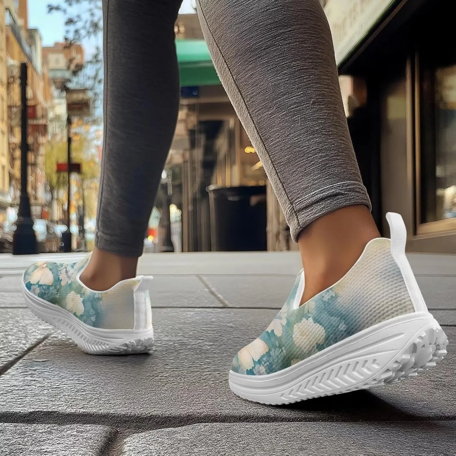 Coloranimal Platform Sneakers for Women Fashion Platform Loafers Slip On Shoes Womens Loafers High Top Athletic Sneakers Non Slip Ladies Jogging Shoes