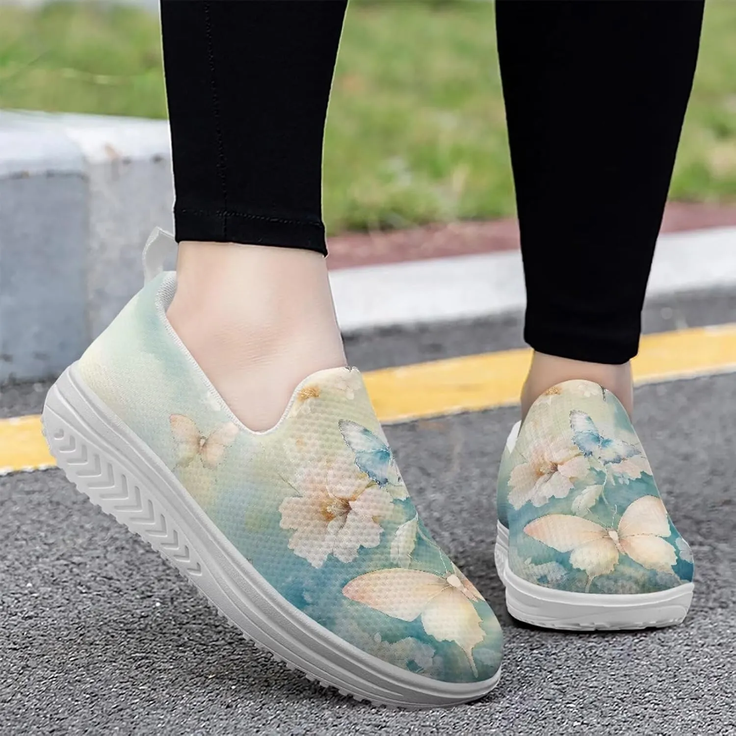 Coloranimal Platform Sneakers for Women Fashion Platform Loafers Slip On Shoes Womens Loafers High Top Athletic Sneakers Non Slip Ladies Jogging Shoes