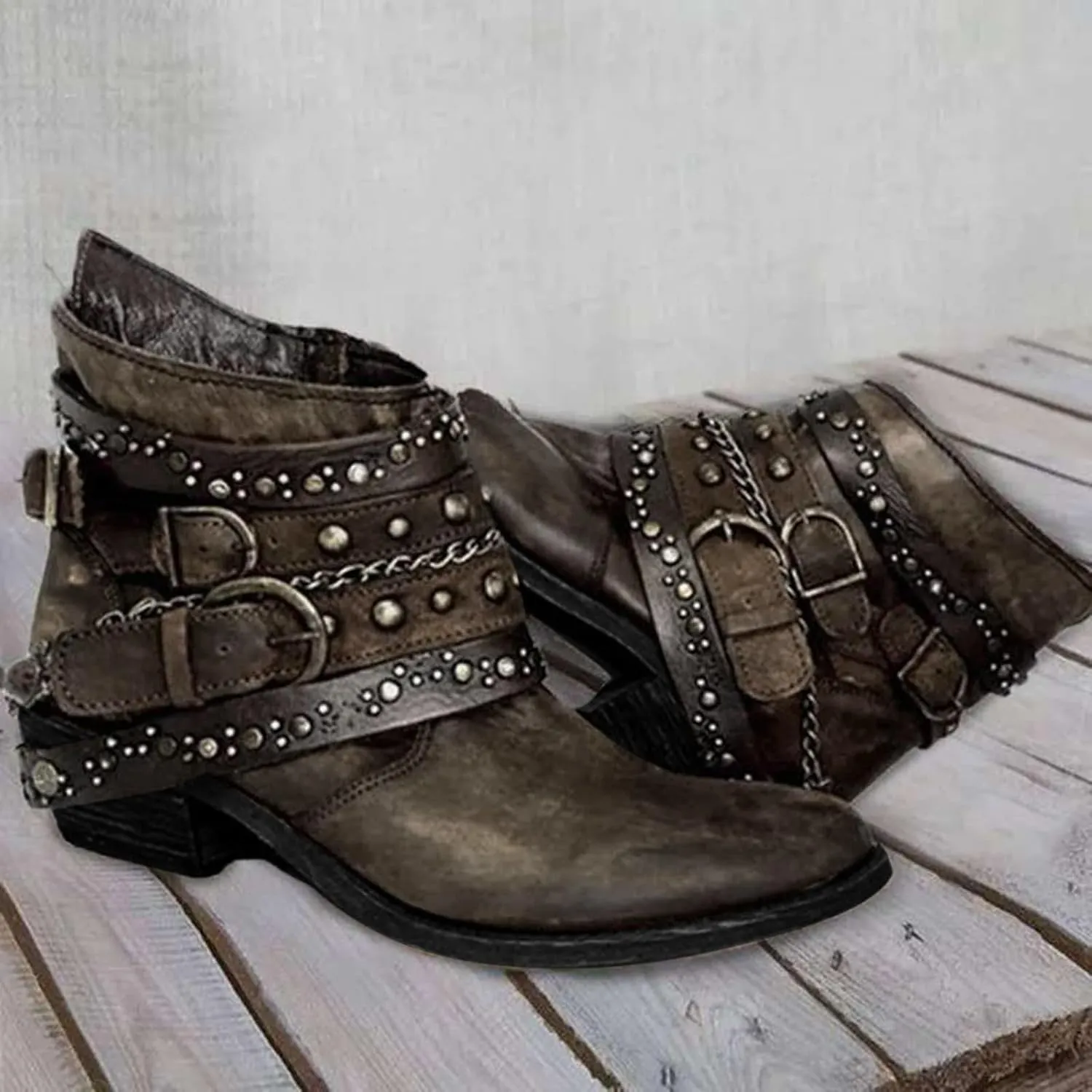 Combat Boots Womens Ankle Flat Booties for Women 2024 Black Boots for Women Flat Boot for Men Casual Round Head Low Heel Comfortable Pointed Toe