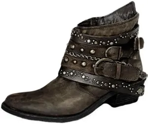 Combat Boots Womens Ankle Flat Booties for Women 2024 Black Boots for Women Flat Boot for Men Casual Round Head Low Heel Comfortable Pointed Toe