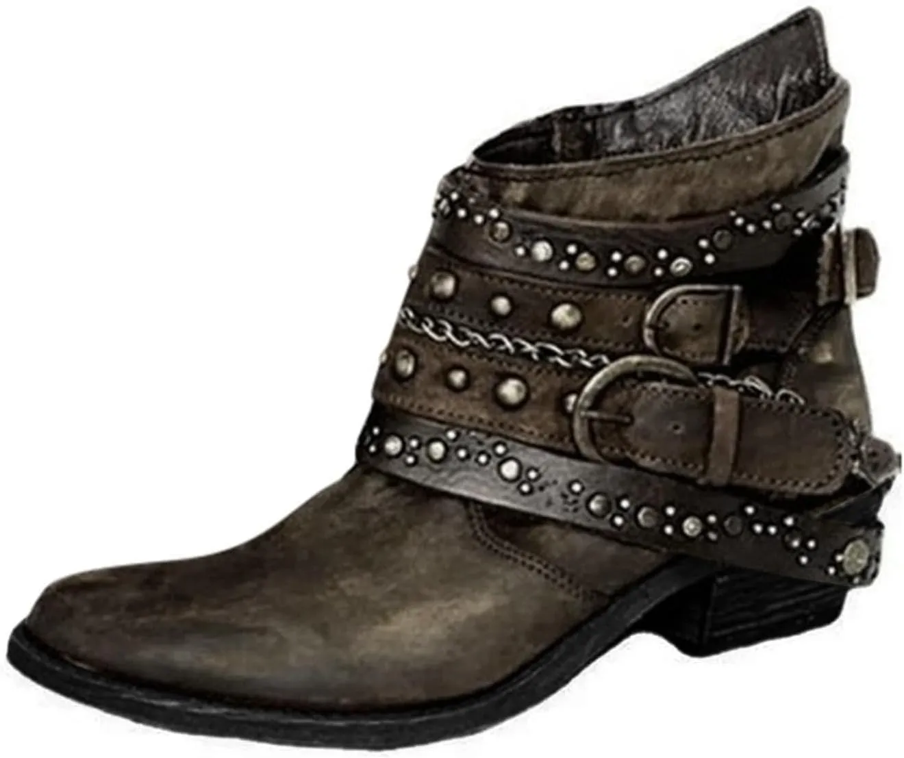 Combat Boots Womens Ankle Flat Booties for Women 2024 Black Boots for Women Flat Boot for Men Casual Round Head Low Heel Comfortable Pointed Toe