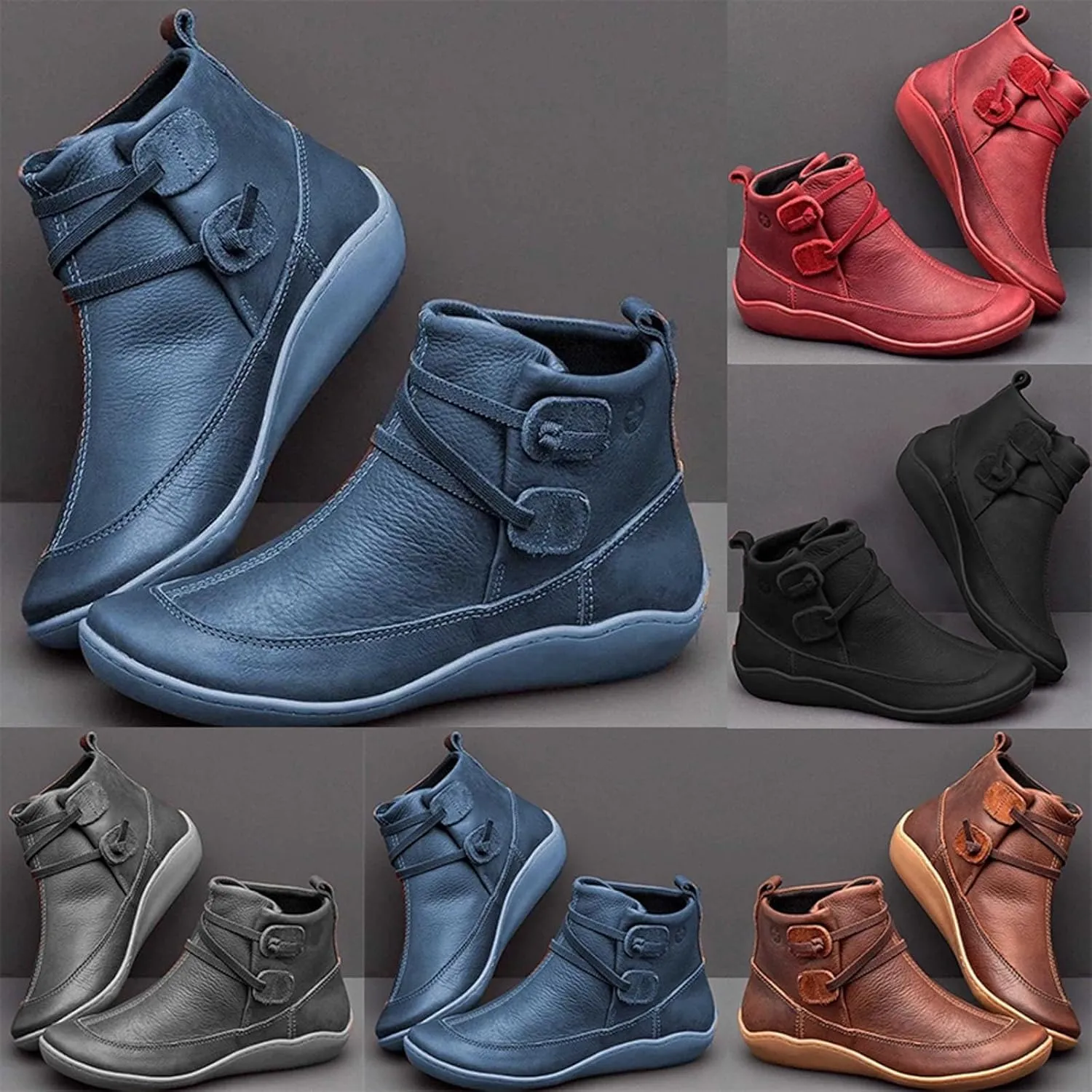 Combat Boots Womens Ankle Platform Booties for Women Work Boots for Men Flat Boot Laces Flat Heel Closed Toe Slip on Pointed Toe Chunky Stacked Heel