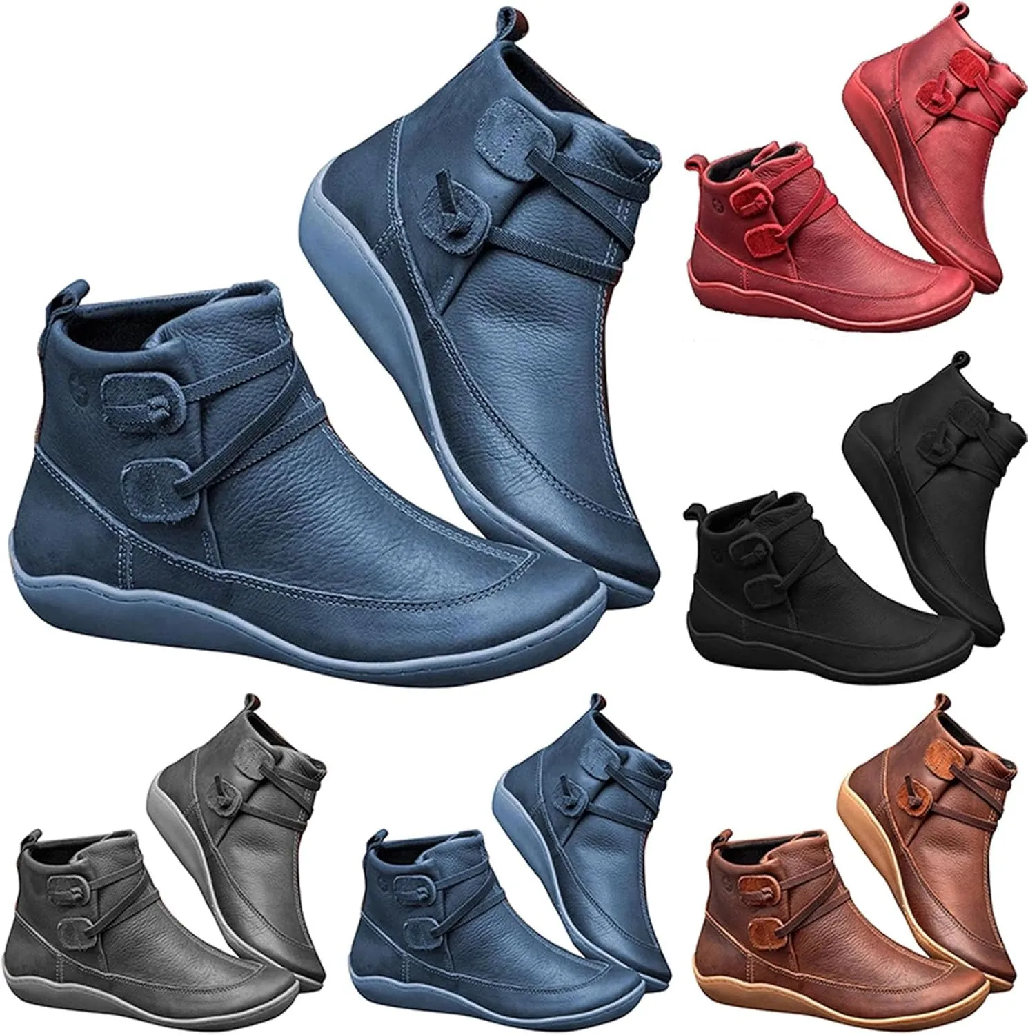 Combat Boots Womens Ankle Platform Booties for Women Work Boots for Men Flat Boot Laces Flat Heel Closed Toe Slip on Pointed Toe Chunky Stacked Heel