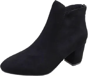 Combat Boots Womens Ankle Womens Booties with Heel Mens Square Toe Work Boots Barefoot Shoes Women Non Slip Slip On Lug Sole Low Heel Chelsea Fashion