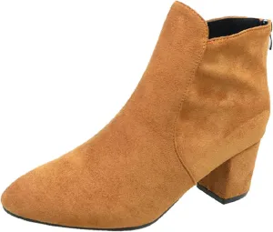 Combat Boots Womens Ankle Womens Booties with Heel Mens Square Toe Work Boots Barefoot Shoes Women Non Slip Slip On Lug Sole Low Heel Chelsea Fashion