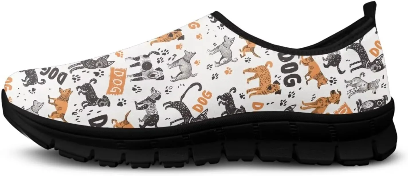 Dog Design Men Slip-on Shoes Loafers Low Top Casual Mesh Shoes with Arch Support Insole Business Work Outdoor Sneaker