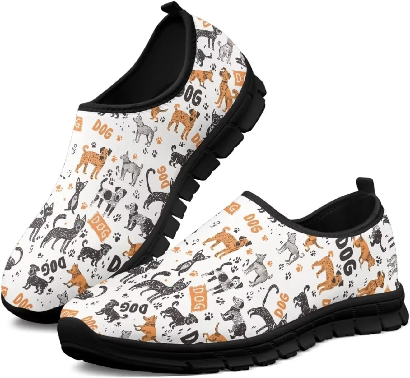 Dog Design Men Slip-on Shoes Loafers Low Top Casual Mesh Shoes with Arch Support Insole Business Work Outdoor Sneaker