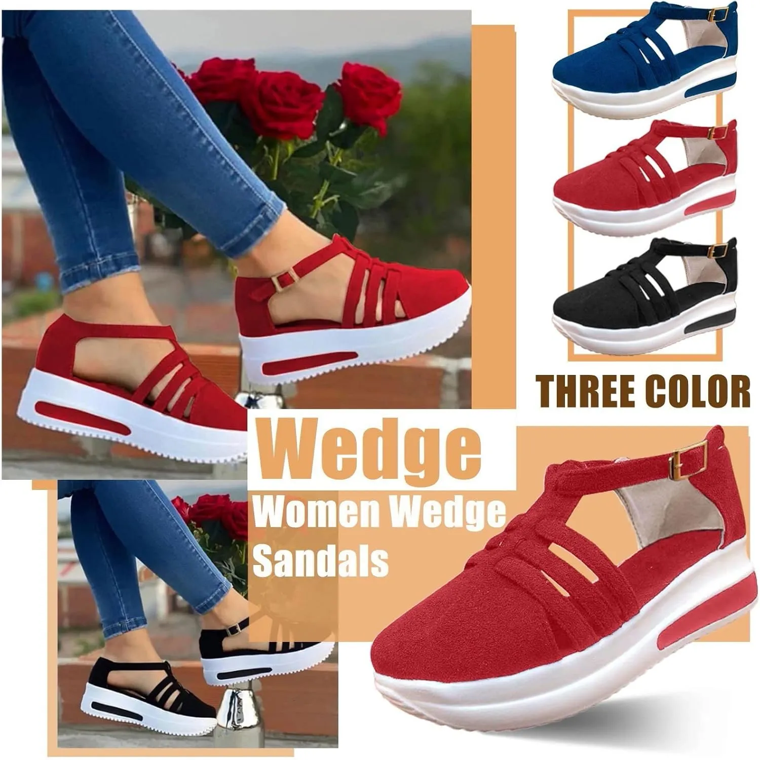 Eduavar Sandals Women Dressy Summer, Womens Sandals Fashion Sport Open Toe Sandals Shoes Casaul Wedge Platforms Sandals