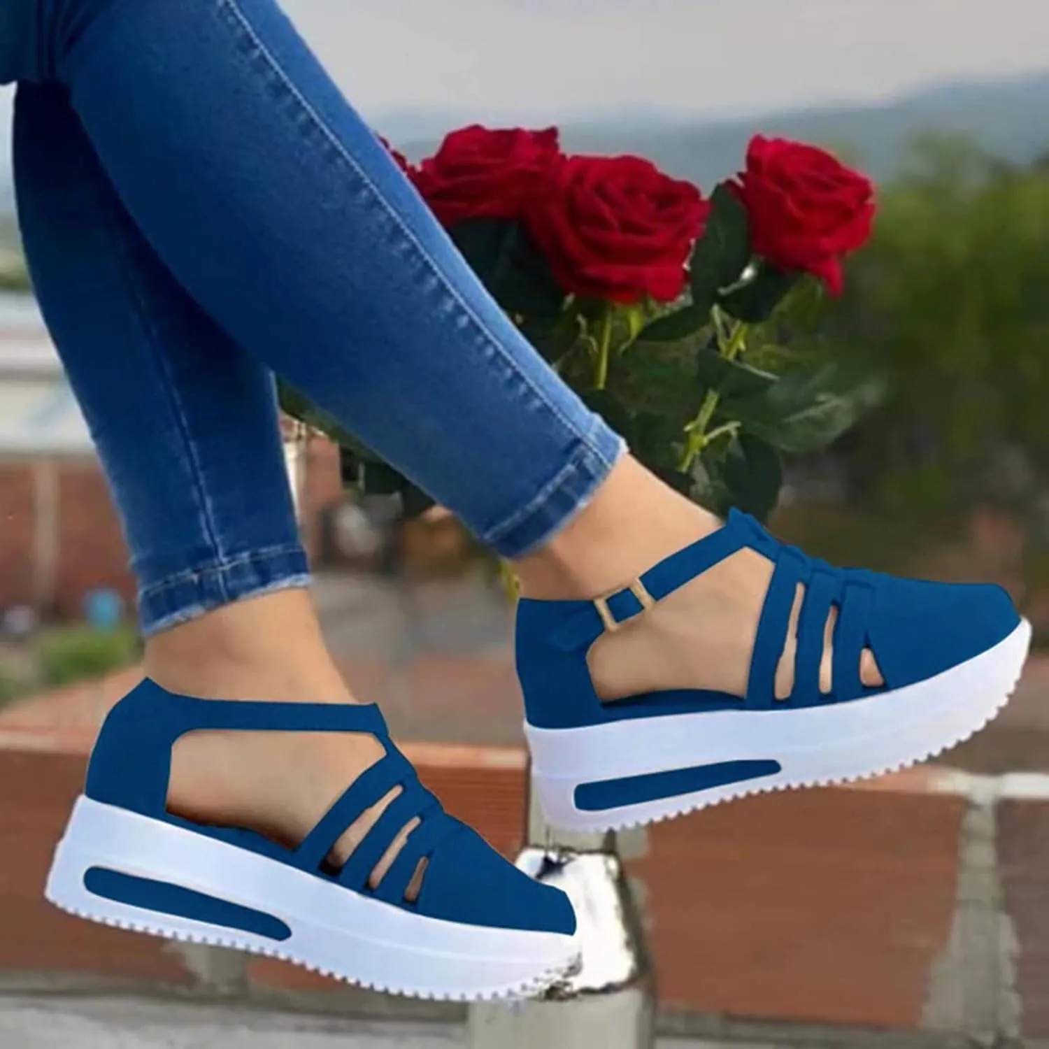 Eduavar Sandals Women Dressy Summer, Womens Sandals Fashion Sport Open Toe Sandals Shoes Casaul Wedge Platforms Sandals