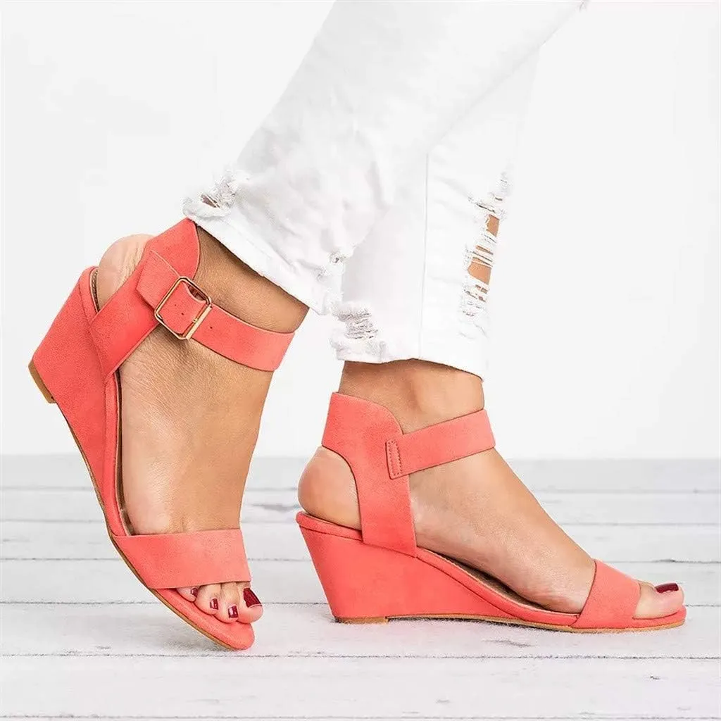 Eduavar Womens Wedge Sandals, Womens Sandals Casual Summer Open Toe Ankle Strap Wedge Sandals Summer Dress Shoes