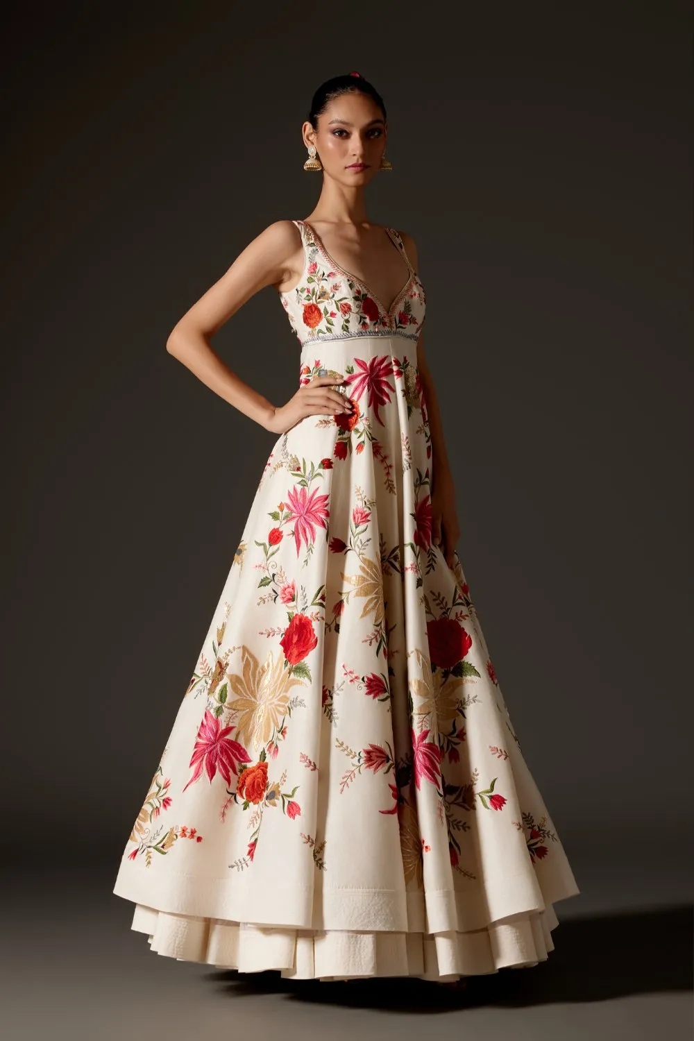 Elegant Ivory Chanderi Anarkali Set