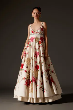 Elegant Ivory Chanderi Anarkali Set
