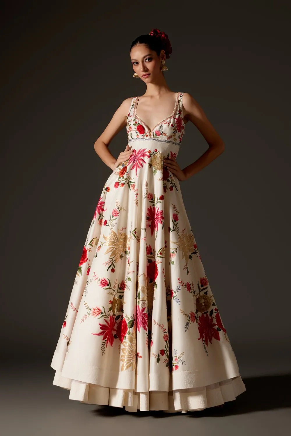 Elegant Ivory Chanderi Anarkali Set