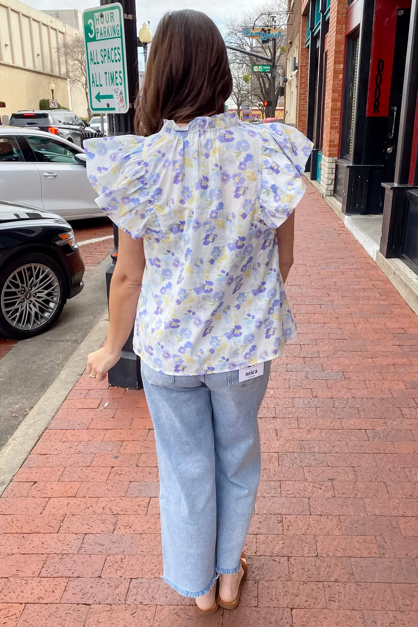 Elegantly Sweet Floral Print Periwinkle Top