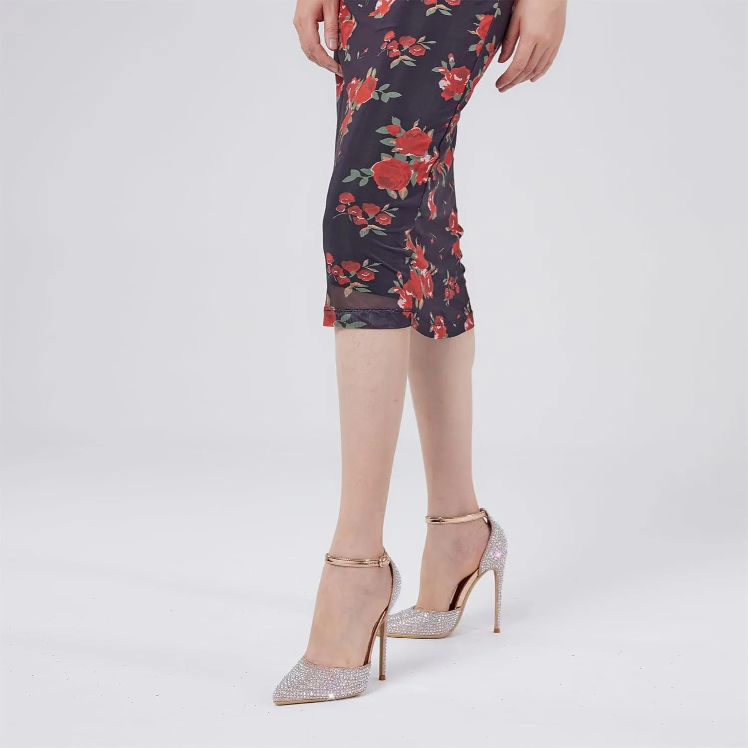 Elisabet Tang High Heels, Women Pumps D'Orsay Ankle Strap Pointed Toe Stiletto Heels Party Wedding Shoes