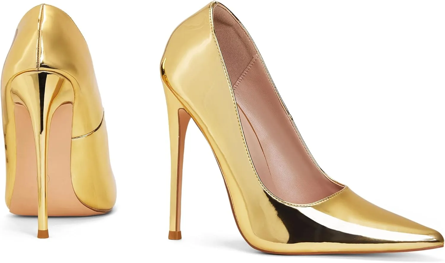 Elisabet Tang Women Pumps 12cm/4.7 Inch Stiletto Heels Pumps Pointed Toe Patent Leather Slip On High Heel Evening Party Dress Shoes