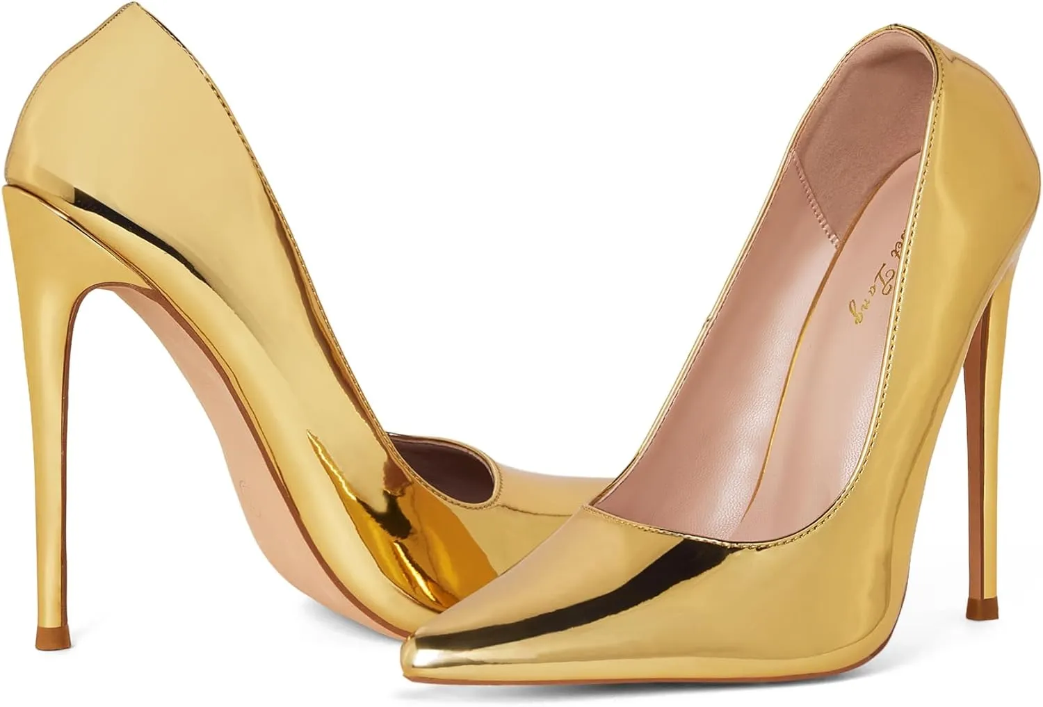 Elisabet Tang Women Pumps 12cm/4.7 Inch Stiletto Heels Pumps Pointed Toe Patent Leather Slip On High Heel Evening Party Dress Shoes