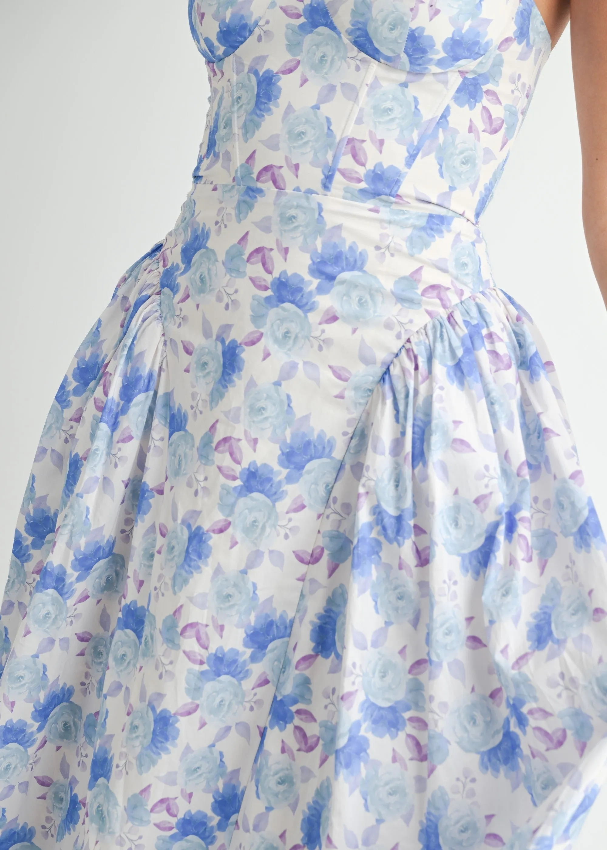 EVELYN FLORAL PRINTED MIDI DRESS