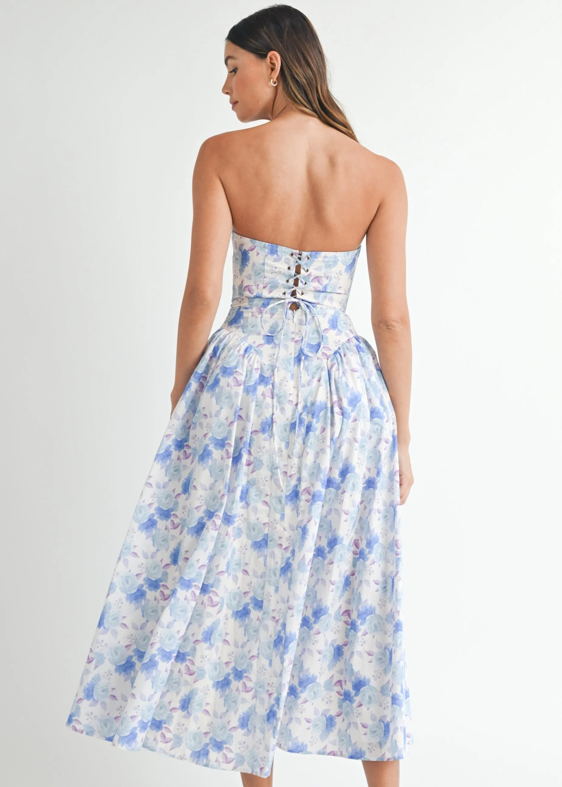 EVELYN FLORAL PRINTED MIDI DRESS