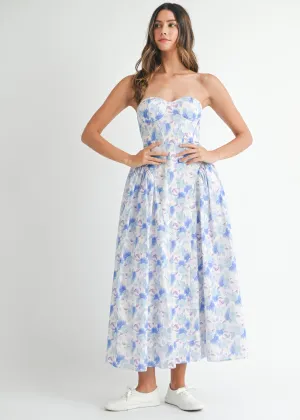 EVELYN FLORAL PRINTED MIDI DRESS