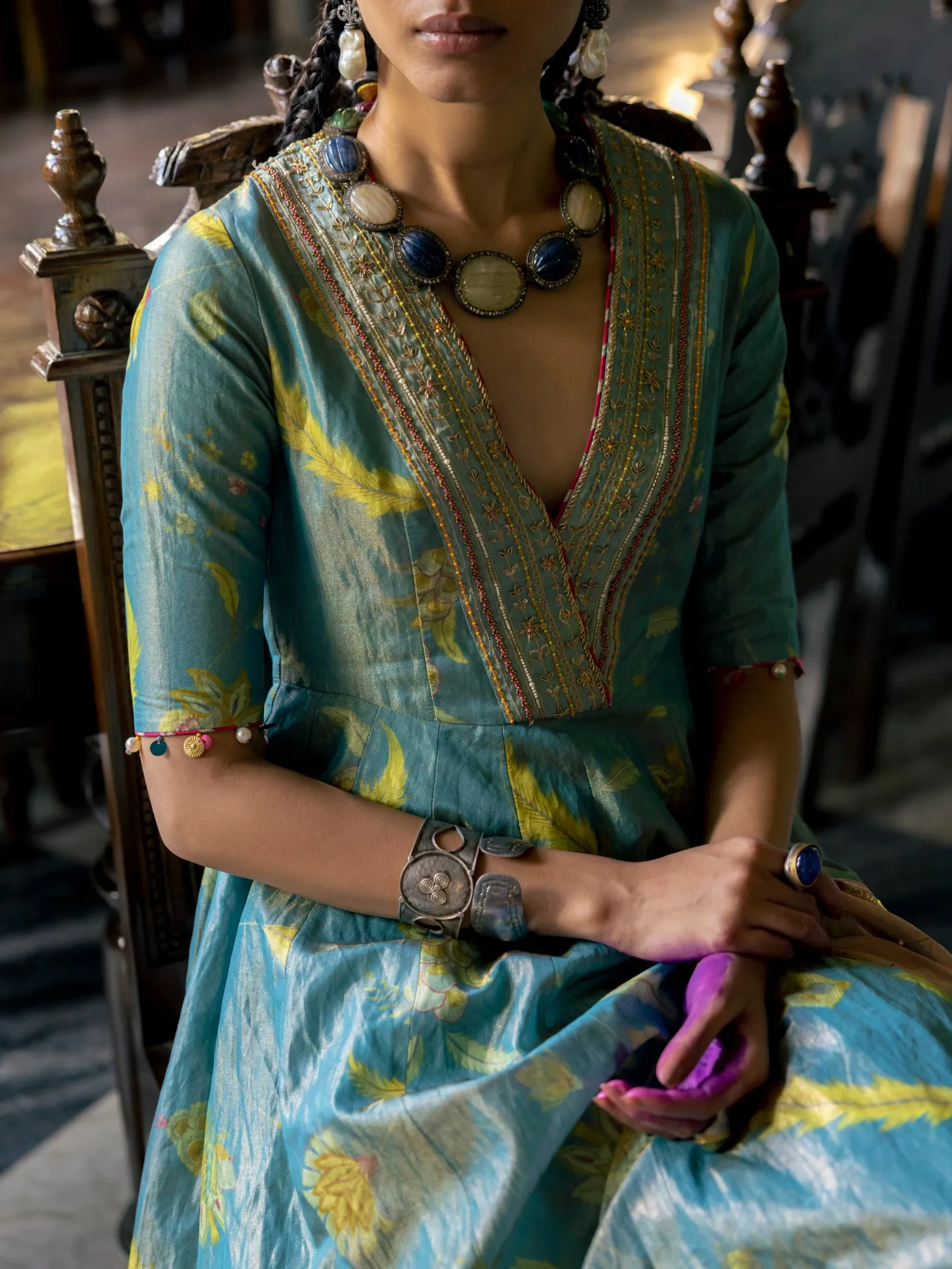 Fariba Moonlight Printed Tissue Anarkali Set