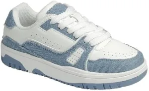 Forever Link Girl's Round Toe Cushioned Low Top Lace Up Sneaker Rich-35K