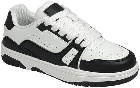 Forever Link Girl's Round Toe Cushioned Low Top Lace Up Sneaker Rich-35K