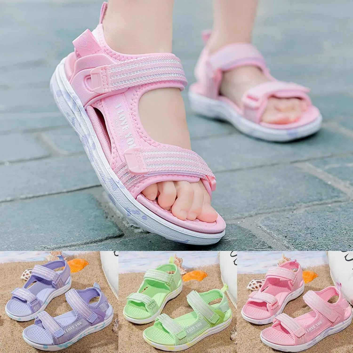 Girls Open Toe Sport Sandals for Hiking Walking 2025 Summer Trendy Outdoor Athletic Sneakers with Adjustable Straps