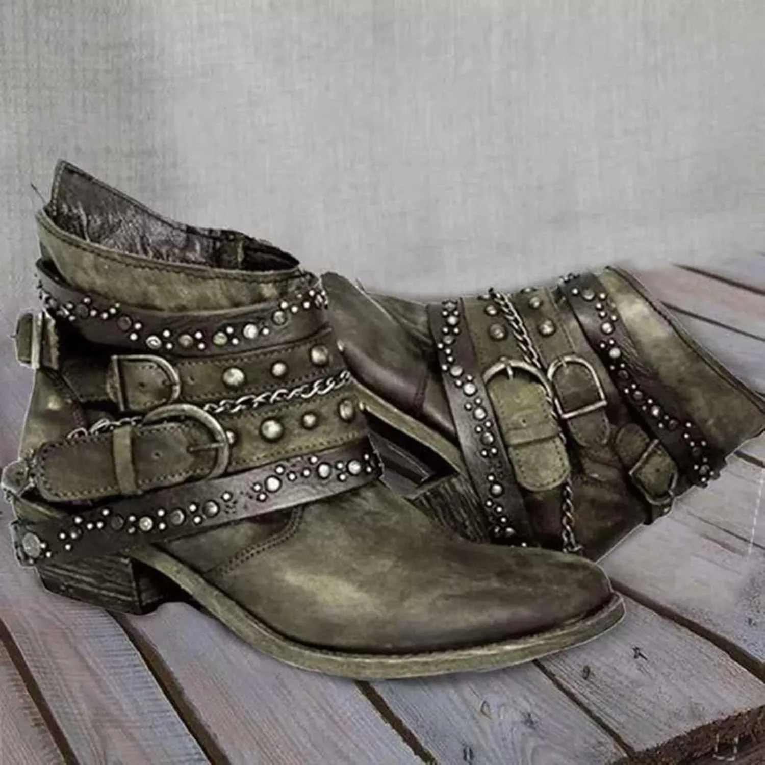 Hiking Boots Women Ankle Womens Booties Black Women Casual Boots Plantar Fasciitis Walking Boot Non Slip Slip On Cut Out Chunky Stacked Heel Slip on